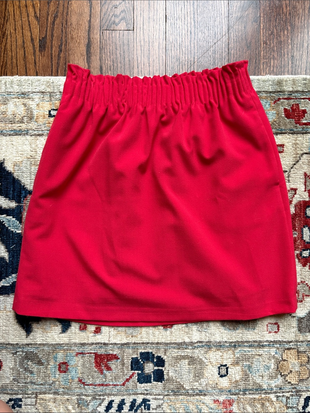 J. Crew Mercantile Elastic Paperbag Waist Mini Skirt with Pockets in Red Sz 0